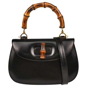 Gucci Black Bamboo 2way Handbag